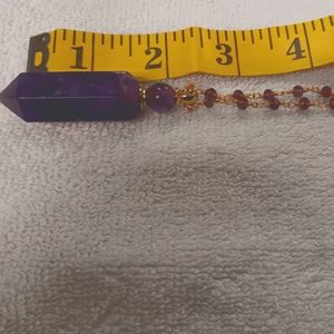 Genuine Amethyst crystal necklace  14 karat gold plate